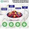PARTY BARGAINS 12oz Contrast Collection Disposable Bowls, Contrast Collection Clear with White Rim [10 Pack]