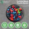 PARTY BARGAINS 12oz Disposable Black Plastic Bowls (100 Pack) Microwave Safe Dinnerware
