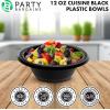 PARTY BARGAINS 12oz Disposable Black Plastic Bowls (200 Pack) Microwave Safe Dinnerware