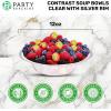 PARTY BARGAINS 12oz Disposable Plastic Bowls, Contrast Collection Clear with Silver Rim [20 Pack]