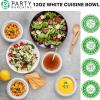 PARTY BARGAINS 12oz Disposable White Plastic Bowls (100 Pack) Microwave Safe Dinnerware