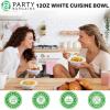 PARTY BARGAINS 12oz Disposable White Plastic Bowls (100 Pack) Microwave Safe Dinnerware