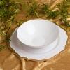 PARTY BARGAINS 16oz Disposable Organic Collection Round Bowls, 10 Pack, White with Gold Rim, Elegant Plastic Dish Bowl Containers, Dishware for Storing, Serving Snacks, Desserts, Fruits, Appetizer
