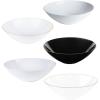 PARTY BARGAINS 16oz Disposable Organic Collection Round Bowls, 10 Pack, White with Gold Rim, Elegant Plastic Dish Bowl Containers, Dishware for Storing, Serving Snacks, Desserts, Fruits, Appetizer