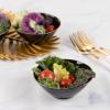 PARTY BARGAINS 16oz Disposable Organic Collection Round Bowls, 20 Pack, Black with Gold Rim, Elegant Plastic Dish Bowl Containers for Storing