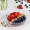 PARTY BARGAINS 16oz Edge Collection Disposable Bowls, 10 Pack, Pink, Round Plastic Bowls for Mixing, Serving, and Storing Foods, Salads, Desserts(Clear)
