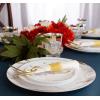PARTY BARGAINS 6″ Gold Stroke Collection Disposable Lunch Plates, 20 Pack, White Plastic Table Setting Plates, Excellent Dinnerware for Banquet, Formal Events