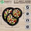 PARTY BARGAINS 6 Inch Disposable Black Plastic Plates (200 Pack) Microwave Safe Dinnerware(Black)
