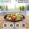 PARTY BARGAINS 6 Inch Disposable Black Plastic Plates (200 Pack) Microwave Safe Dinnerware(Black)