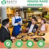 PARTY BARGAINS 6 Inch Disposable Black Plastic Plates (200 Pack) Microwave Safe Dinnerware(Black)