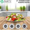 PARTY BARGAINS 6 Inch Disposable Black Plastic Plates (200 Pack) Microwave Safe Dinnerware(Clear)