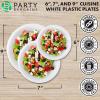 PARTY BARGAINS 6 Inch Disposable Black Plastic Plates (200 Pack) Microwave Safe Dinnerware(White)