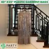 PARTY BARGAINS 60 x 20 Inch Disposable Clear Garment Bags, 50 Pack – Heavy-Duty Plastic Clothes Covers for Suits Dresses Coats, Closet & Travel(40 x 25 IN)