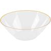 PARTY BARGAINS 6oz Disposable Organic Collection Round Bowls, 20 Pack, Clear with Gold Rim, Premium-quality & Elegant Plastic Dish Bowl Containers, Dishware for Storing, Serving