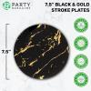 PARTY BARGAINS 7.5″ Gold Stroke Collection Disposable Lunch Plates, 10 Pack, Black Plastic Table Setting Plates, Excellent Dinnerware for Banquet, Formal Events
