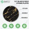 PARTY BARGAINS 7.5″ Gold Stroke Collection Disposable Lunch Plates, 20 Pack, Black Plastic Table Setting Plates, Excellent Dinnerware for Banquet, Formal Events
