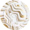PARTY BARGAINS 7.5″ & 10″ Curve Collection Disposable Dinner Plates Combo – 32 Pack, Heavy Duty White Gold Curve Elegant Tableware Dish Plates for Banquets, Catering, and Formal Events