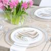 PARTY BARGAINS 7.5″ & 10″ Curve Collection Disposable Dinner Plates Combo – 64 Pack, Heavy Duty Silver Gold Curve Elegant Tableware Dish Plates for Banquets, Catering, and Formal Events