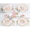 PARTY BARGAINS 7.5″ & 10″ Curve Collection Disposable Dinner Plates Combo – 64 Pack, Heavy Duty White/Pink Gold Curve Elegant Tableware Dish Plates for Banquets, Catering, and Formal Events