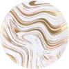 PARTY BARGAINS 7.5″ & 10″ Curve Collection Disposable Dinner Plates Combo – 64 Pack, Heavy Duty White/Pink Gold Curve Elegant Tableware Dish Plates for Banquets, Catering, and Formal Events