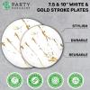 PARTY BARGAINS 7.5″ & 10″ Gold Stroke Collection Disposable Lunch & Dinner Plates Combo, 64 Pack, White Plastic Table Setting Plates, Excellent Dinnerware for Banquet, Formal Events