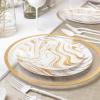 PARTY BARGAINS 9″ Curve Collection Disposable Dinner Plates – 20 Pack, Heavy Duty White Gold Curve Elegant Tableware Dish Plates for Banquets, Catering, and Formal Events