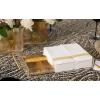 PARTY BARGAINS Disposable Cloth-Like Paper Guest Towels 100 Pack 13″ x 16″ White with Silver Line, Soft Absorbent Decorative Napkins for Weddings, Parties, Events, Home(White With Gold Line)