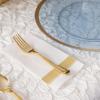 PARTY BARGAINS Disposable Cloth-Like Paper Guest Towels 100 Pack 13″ x 16″ White with Silver Line, Soft Absorbent Decorative Napkins for Weddings, Parties, Events, Home(White With Gold Line)