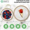 PARTY BARGAINS Disposable Plastic Plates – Contrast Collection, Clear with Gold Rim – 64 Plates (7in Appetizer & 10in Dinner Plates, 32 Each) – Elegant Party Plates for Events and Catering(Clear Gold Rim)
