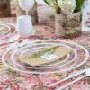 PARTY BARGAINS Disposable Plastic Plates – Contrast Collection, Clear with Gold Rim – 64 Plates (7in Appetizer & 10in Dinner Plates, 32 Each) – Elegant Party Plates for Events and Catering(Clear White Rim)