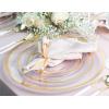 PARTY BARGAINS Disposable Plastic Plates – Contrast Collection, Clear with Gold Rim – 64 Plates (7in Appetizer & 10in Dinner Plates, 32 Each) – Elegant Party Plates for Events and Catering(Clear Gold Rim)