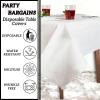 PARTY BARGAINS Disposable Table Covers, 54 x 108 Inch, Red, 3-Ply Paper & Plastic Spill-Resistant Party Tablecloths, 5 Pack(A White)