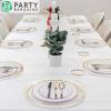 PARTY BARGAINS Disposable Table Covers, 54 x 108 Inch, Red, 3-Ply Paper & Plastic Spill-Resistant Party Tablecloths, 5 Pack(A White)