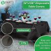 PARTY BARGAINS Disposable Table Covers, 54 x 108 Inch, Red, 3-Ply Paper & Plastic Spill-Resistant Party Tablecloths, 5 Pack(Black)