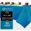 PARTY BARGAINS Disposable Table Covers, 54 x 108 Inch, Red, 3-Ply Paper & Plastic Spill-Resistant Party Tablecloths, 5 Pack(Blue)