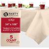 PARTY BARGAINS Disposable Table Covers, 54 x 108 Inch, Red, 3-Ply Paper & Plastic Spill-Resistant Party Tablecloths, 5 Pack(Ivory)