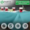 PARTY BARGAINS Disposable Table Covers, 54 x 108 Inch, Red, 3-Ply Paper & Plastic Spill-Resistant Party Tablecloths, 5 Pack(Turquoise)