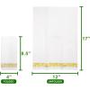 Party Bargains Disposable Linen-Feel Guest Towels, 100 Pack, 12″ x 17″ White with Silver Print, Soft Paper Hand Towels for Weddings, Cocktail Party, Decorative Fold Dinner Napkins(Gold)