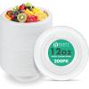 PARTY BARGAINS 12oz Disposable White Plastic Bowls (200 Pack) Microwave Safe Dinnerware