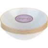 PARTY BARGAINS 16oz Disposable Organic Collection Round Bowls, 10 Pack, White with Gold Rim, Elegant Plastic Dish Bowl Containers, Dishware for Storing, Serving Snacks, Desserts, Fruits, Appetizer