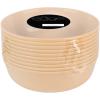 PARTY BARGAINS 16oz Edge Collection Disposable Bowls, 10 Pack, Pink, Round Plastic Bowls for Mixing, Serving, and Storing Foods, Salads, Desserts(Beige)