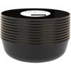 PARTY BARGAINS 16oz Edge Collection Disposable Bowls, 10 Pack, Pink, Round Plastic Bowls for Mixing, Serving, and Storing Foods, Salads, Desserts(Black & Gold Rim)