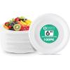 PARTY BARGAINS 6 Inch Disposable Black Plastic Plates (200 Pack) Microwave Safe Dinnerware(White)