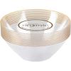 PARTY BARGAINS 6oz Disposable Organic Collection Round Bowls, 20 Pack, Clear with Gold Rim, Premium-quality & Elegant Plastic Dish Bowl Containers, Dishware for Storing, Serving