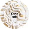 PARTY BARGAINS 7.5″ & 10″ Curve Collection Disposable Dinner Plates Combo – 32 Pack, Heavy Duty White Gold Curve Elegant Tableware Dish Plates for Banquets, Catering, and Formal Events