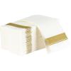 PARTY BARGAINS Disposable Cloth-Like Paper Guest Towels 100 Pack 13″ x 16″ White with Silver Line, Soft Absorbent Decorative Napkins for Weddings, Parties, Events, Home(White With Gold Line)