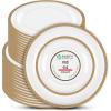 PARTY BARGAINS Disposable Plastic Plates – Contrast Collection, Clear with Gold Rim – 64 Plates (7in Appetizer & 10in Dinner Plates, 32 Each) – Elegant Party Plates for Events and Catering(Clear Gold Rim)