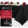 PARTY BARGAINS Disposable Table Covers, 54 x 108 Inch, Red, 3-Ply Paper & Plastic Spill-Resistant Party Tablecloths, 5 Pack(Black)
