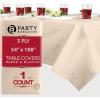 PARTY BARGAINS Disposable Table Covers, 54 x 108 Inch, Red, 3-Ply Paper & Plastic Spill-Resistant Party Tablecloths, 5 Pack(Ivory)