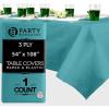 PARTY BARGAINS Disposable Table Covers, 54 x 108 Inch, Red, 3-Ply Paper & Plastic Spill-Resistant Party Tablecloths, 5 Pack(Turquoise)